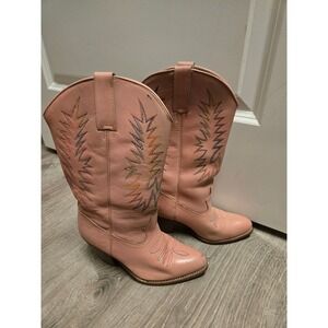 Samello Womens Boots Pink Leather Western Embroidered Size 6.5M